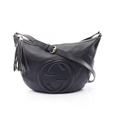 グッチ GUCCI ソーホー インターロッキングG ショルダーバッグ バッグ レザー レディース ネイビー系 295175 【中古】