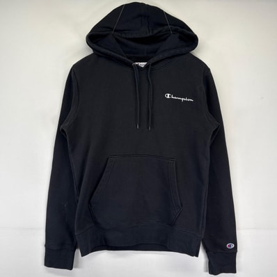 古着 チャンピオン Champion パーカー プルオーバー トレーナー フーディー ワンポイントロゴ刺繍 S ブラック メンズ