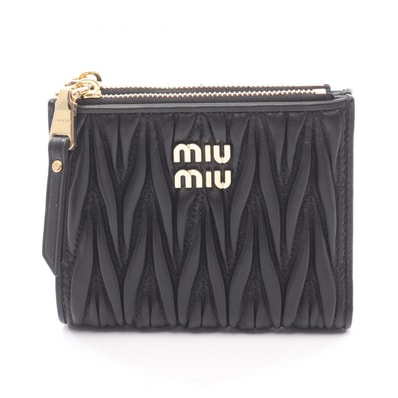 ミュウ ミュウ Miu Miu MATELASSE'MIU マテラッセ 二つ折り財布 財布 レザー レディース ブラック系 5ML024AFPPF0002 【新品】
