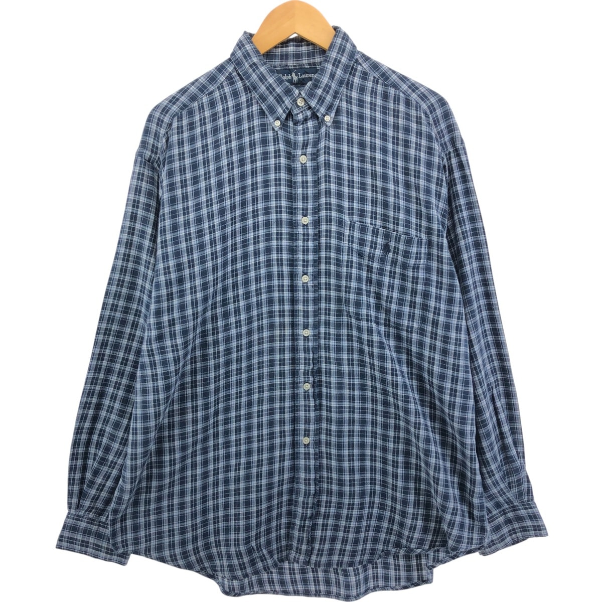 古着 ラルフローレン Ralph Lauren BIG SHIRT 長袖 ボタンダウン ライトネルチェックシャツ メンズXL相当/eaa552747