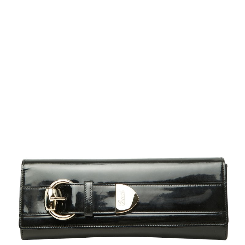 グッチ クラッチバッグ 213771 ブラック パテントレザー メタル レディース GUCCI 【中古】