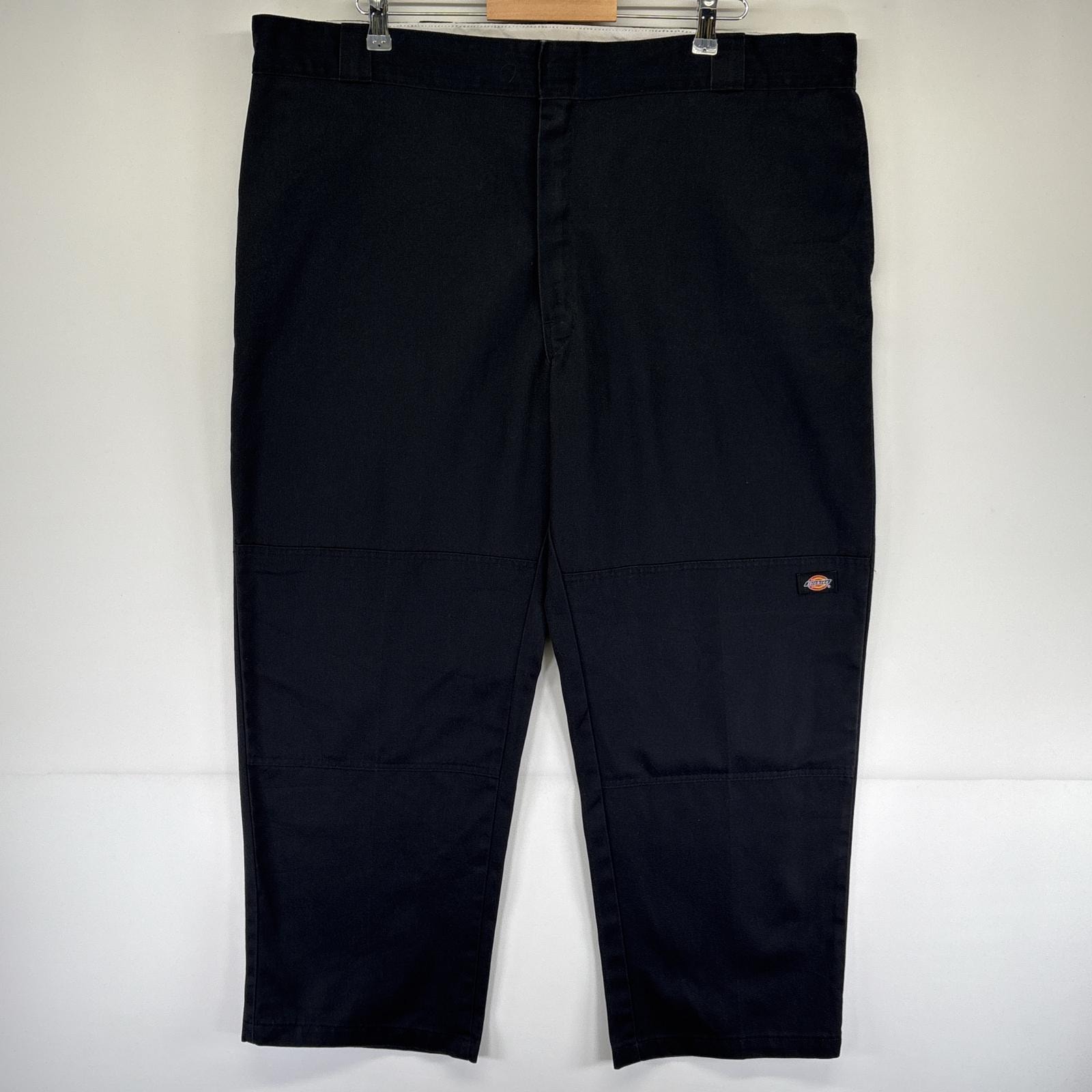 古着 ディッキーズ Dickies ワークパンツ ダブルニー ワンポイントロゴ 長ズボン チノパン センタープレス w44 L30 ブラック メンズ