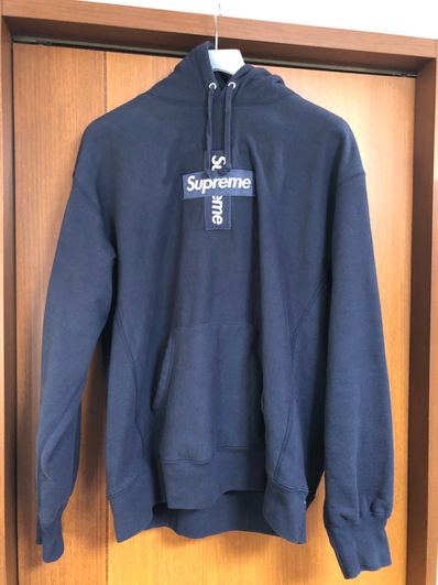 Supreme Cross Box Logo Hooded Sweatshirt "Navy"