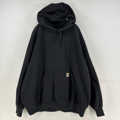 古着 カーハート Carhartt パーカー プルオーバー ワンポイント ロゴ スウェット 大きいサイズ 2XL ブラック メンズ