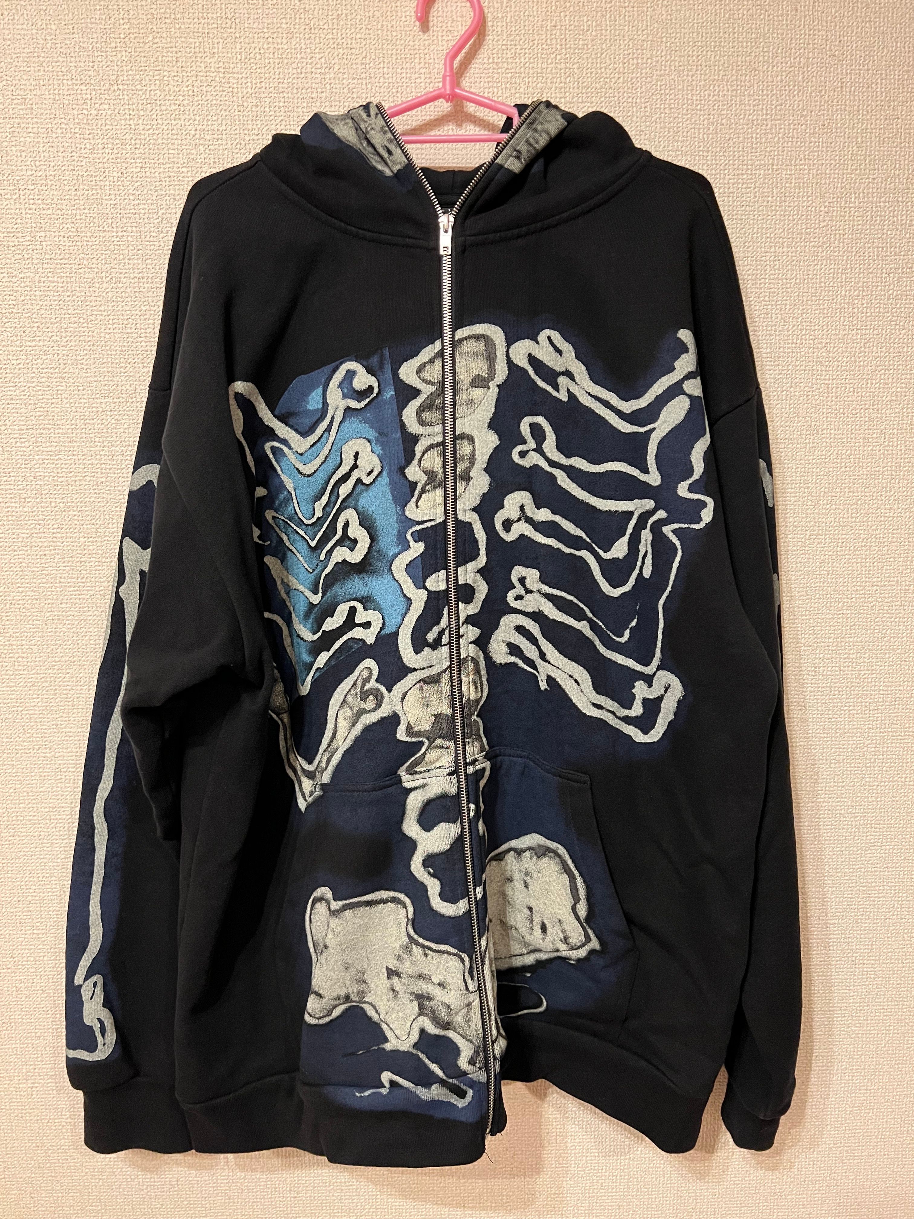 Travis Scott Cactus Jack For Fragment Skeleton Graffiti Full Zip Hoodie "Black"