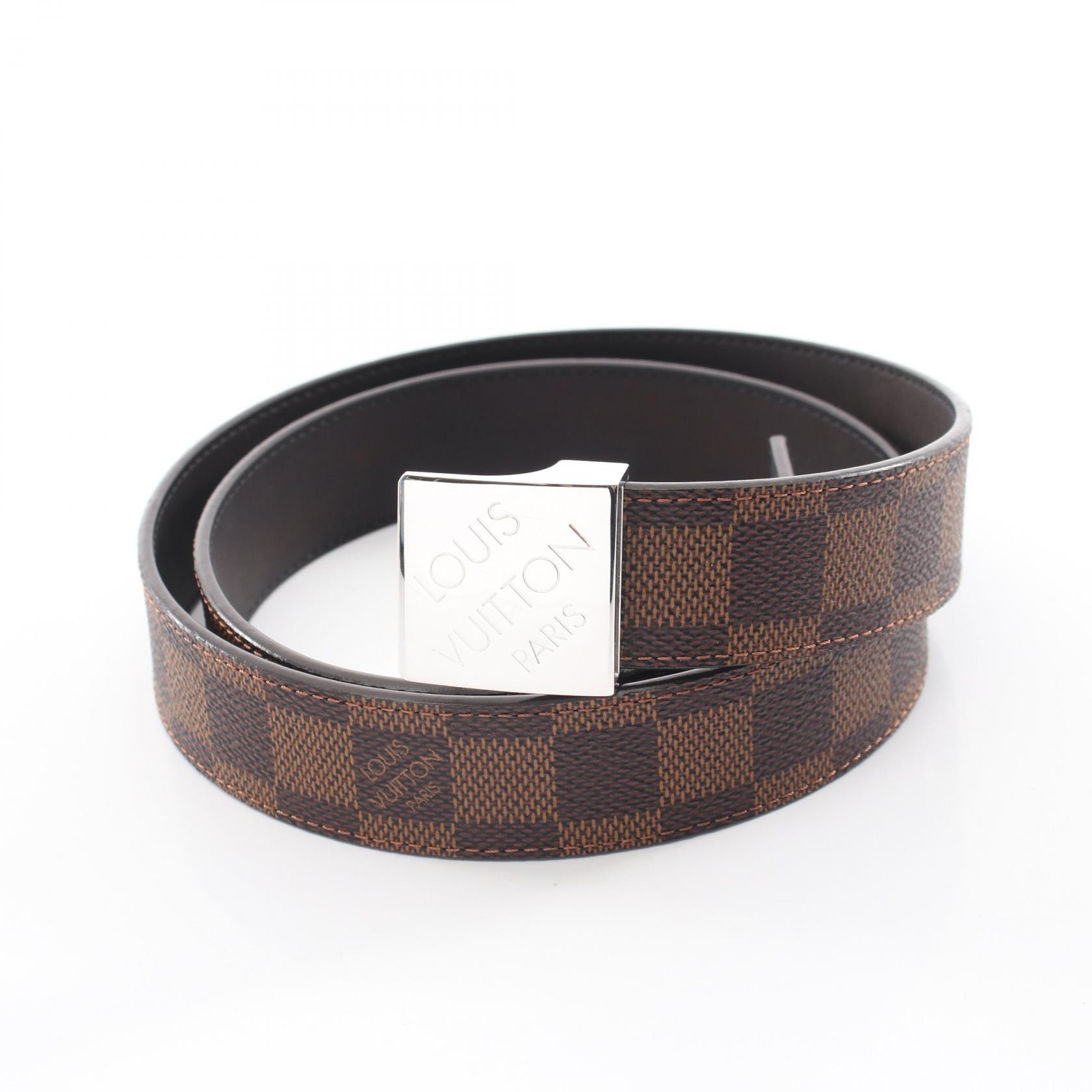 ルイ・ヴィトン LOUIS VUITTON サンチュール キャレ シルバー金具 ベルト 衣料品 PVC ダミエ エベヌ レディース ブラウン系 M6803 【中古】