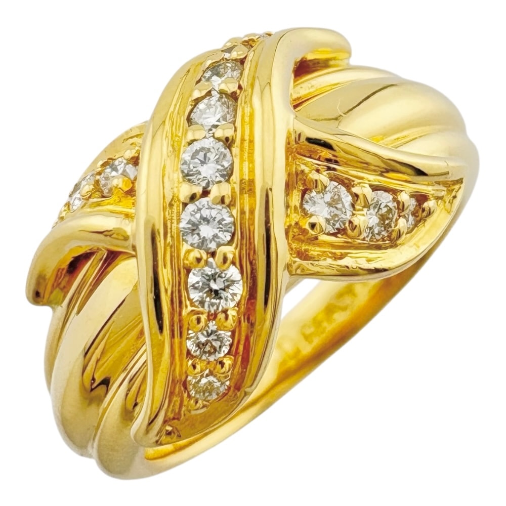 ティファニー シグネチャー リング 指輪 7.5号 18金 K18イエローゴールド ダイヤモンド レディース TIFFANY&Co. 中古