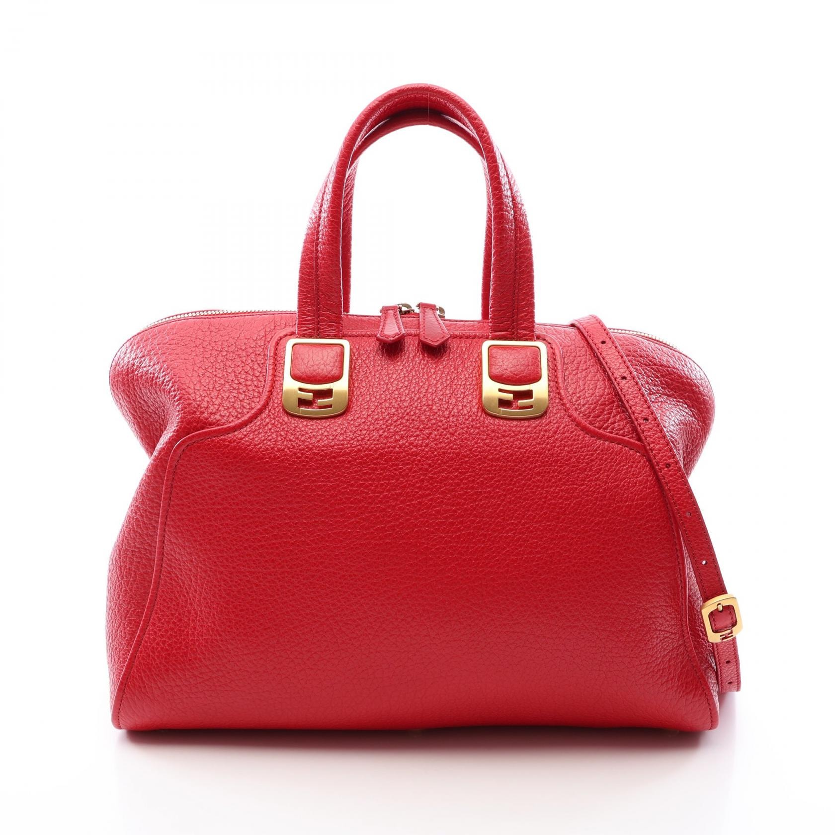 フェンディ FENDI カメレオン 2WAY ハンドバッグ バッグ レザー レディース レッド系 8BL110 【中古】