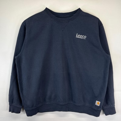 古着 カーハート Carhartt スウェット 大きいサイズ トレーナー クルーネック 企業ロゴプリント ワンポイントロゴ 2XL ネイビー メンズ