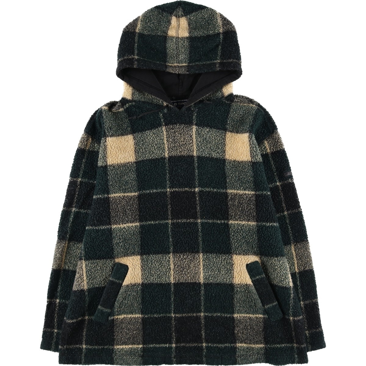 古着 ラルフローレン Ralph Lauren POLO SPORT ポロスポーツ チェック柄 フリースプルオーバーパーカー カナダ製 メンズXL相当/eaa598729