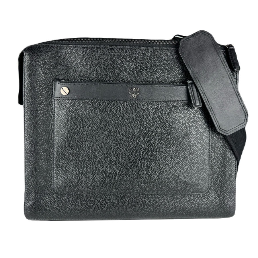 エム シー エム MCM ショルダーバッグ レザー ブラック メンズ【中古】 z8784
