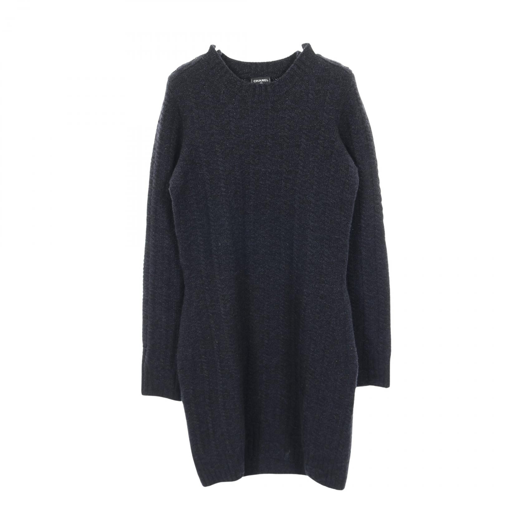 シャネル CHANEL ココマークボタン ワンピース 衣料品 トップス ウール カシミヤ レディース ネイビー系 P75622K10839 【中古】
