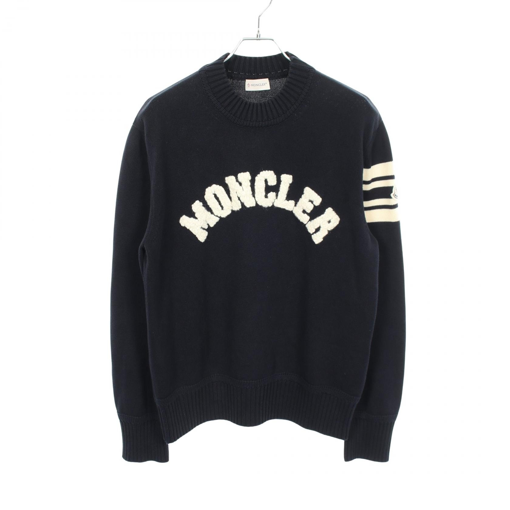 モンクレール MONCLER ロゴ ニット 衣料品 トップス コットン レディース ネイビー系 9C00009 【中古】