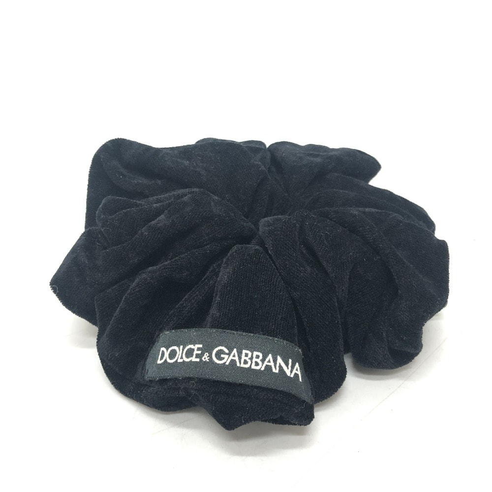 ドルチェアンドガッバーナ DOLCE&GABBANA ビッグ ヘアアクセサリー シュシュ ヘア シュシュ ベロア ブラック 未使用