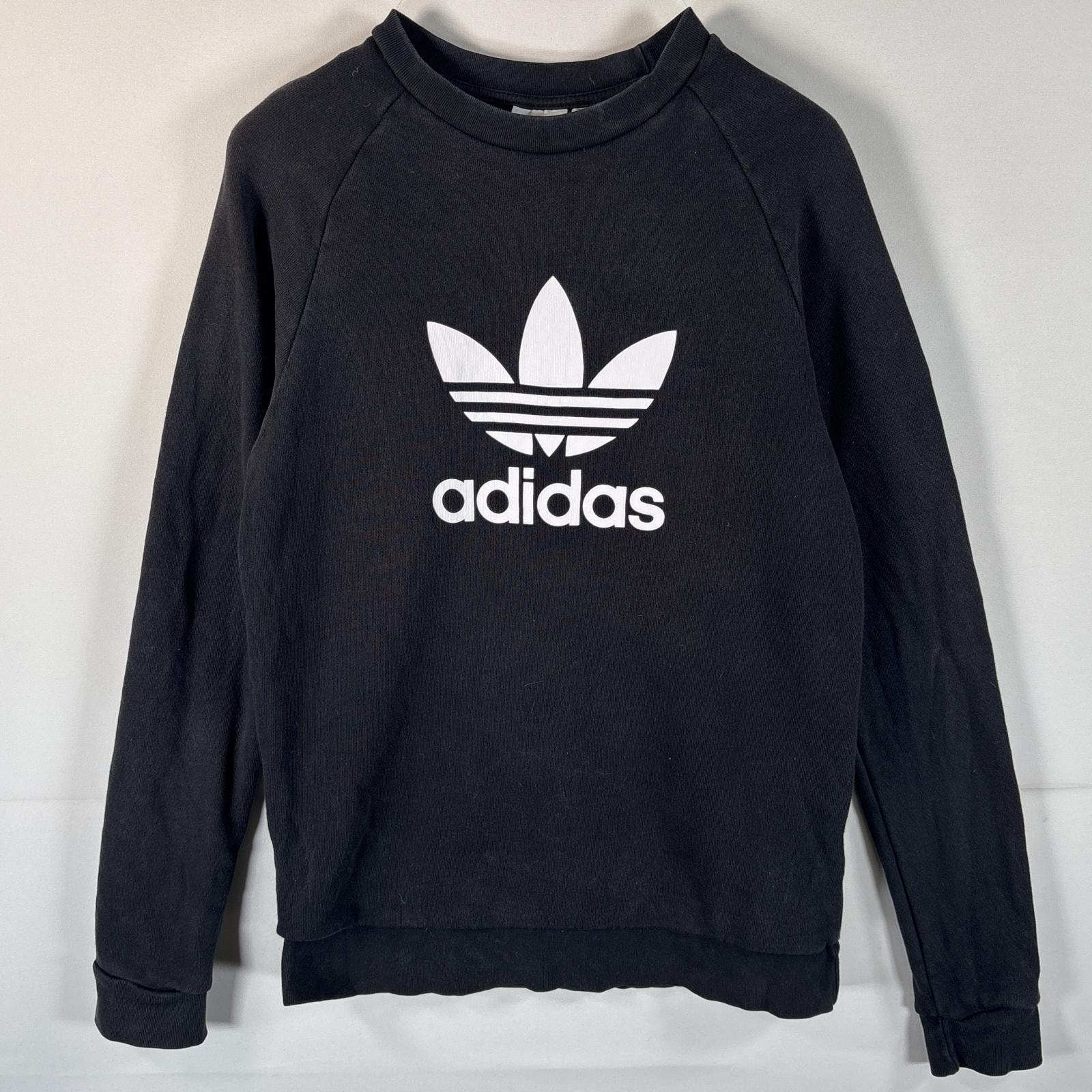 古着 アディダス adidas スウェット トレーナー トレフォイルロゴ プリントデザイン ラグラン M ブラック メンズ