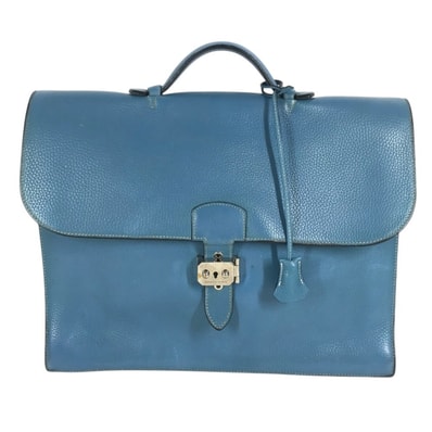 エルメス HERMES サックアデペッシュ 38 サックアデペッシュ38 ハンドバッグ フラップ ブリーフケース 書類バッグ ビジネスバッグ トリヨンクレマンス I□刻 ブルージーン ブルー