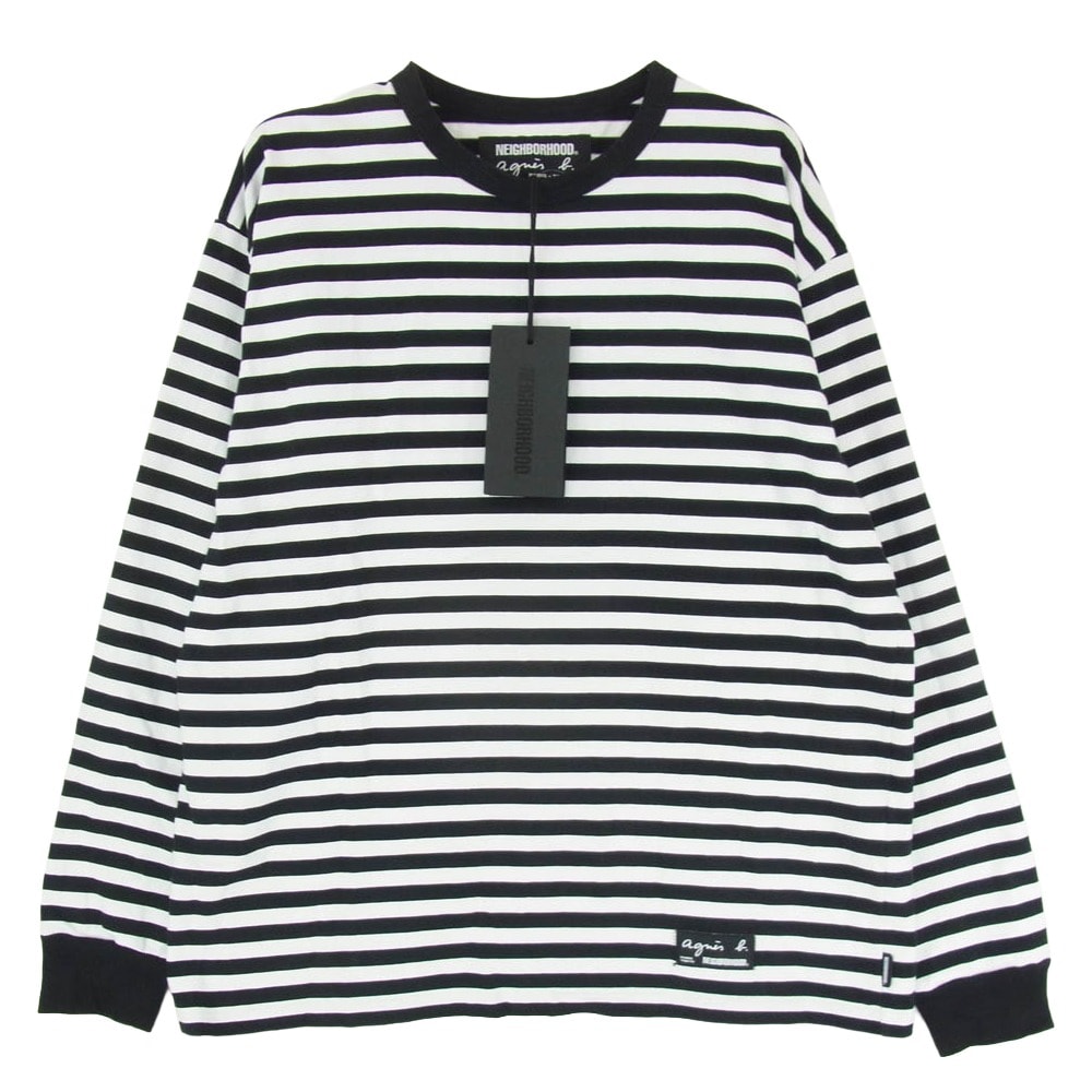 NEIGHBORHOOD ネイバーフッド Tシャツ 25AW EDK3JF02 agnes b. アニエスベー BODER CREWNECK LS ボーダー クルーネック 長袖 Tシャツ カットソー ブラック系 L【中古】