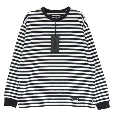 NEIGHBORHOOD ネイバーフッド Tシャツ 25AW EDK3JF02 agnes b. アニエスベー BODER CREWNECK LS ボーダー クルーネック 長袖 Tシャツ カットソー ブラック系 L【中古】