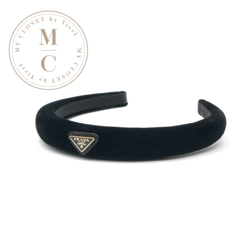 未使用に近い】プラダ PRADA ヘアアクセサリー ブラック ゴールド