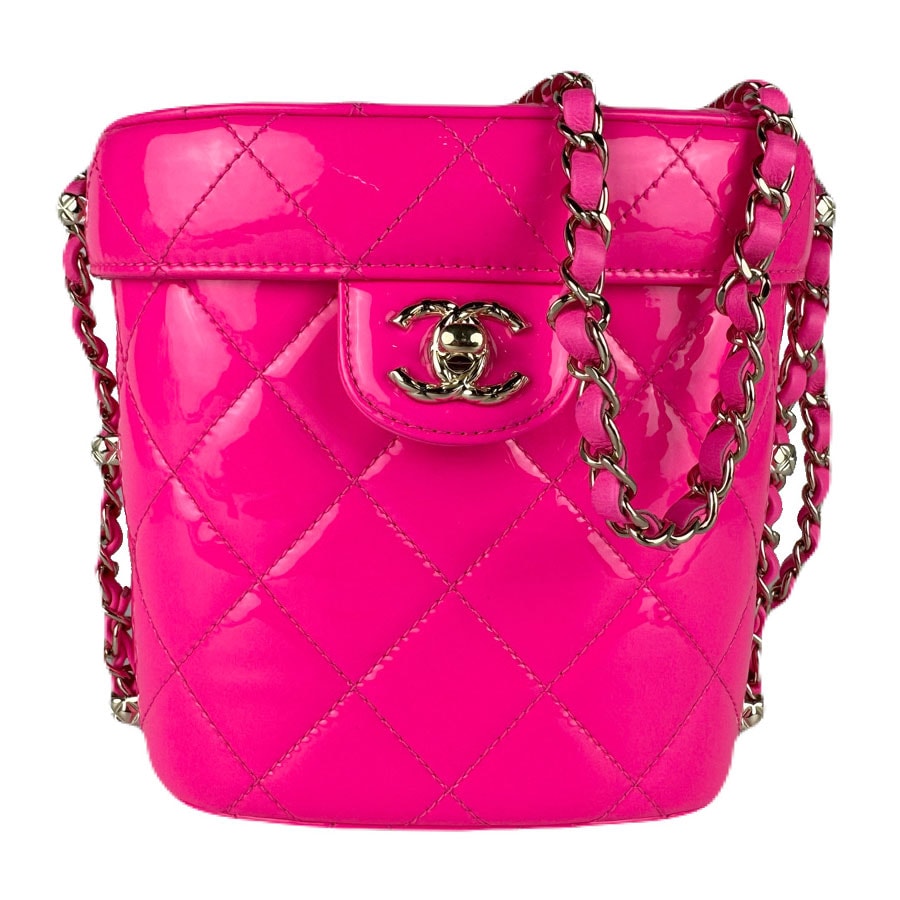 シャネル CHANEL ショルダーバッグ パテントレザー ネオンピンク ゴールド レディース【中古】 z8985