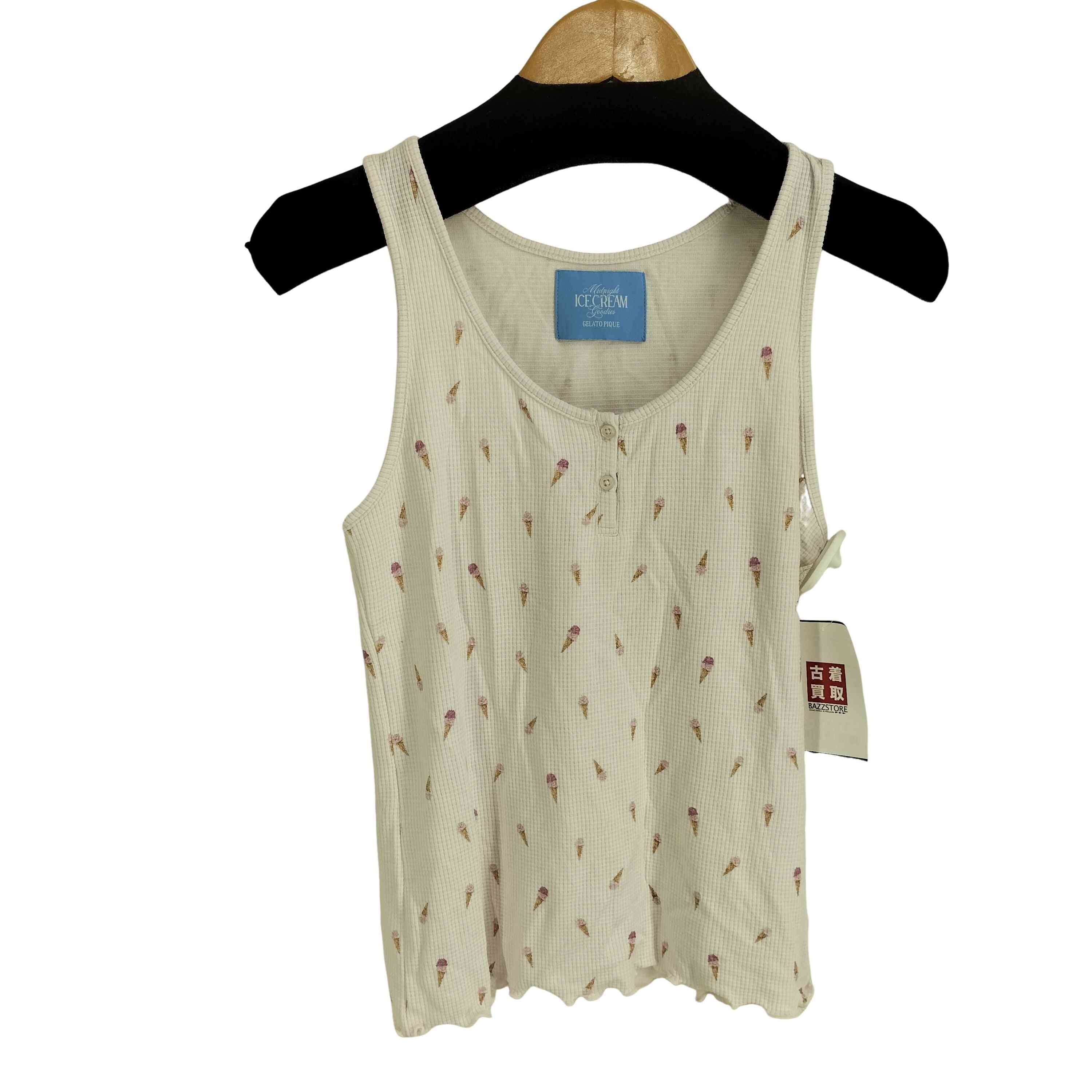 接触冷感 アイス柄ワッフルタンクトップ【1138738628018】