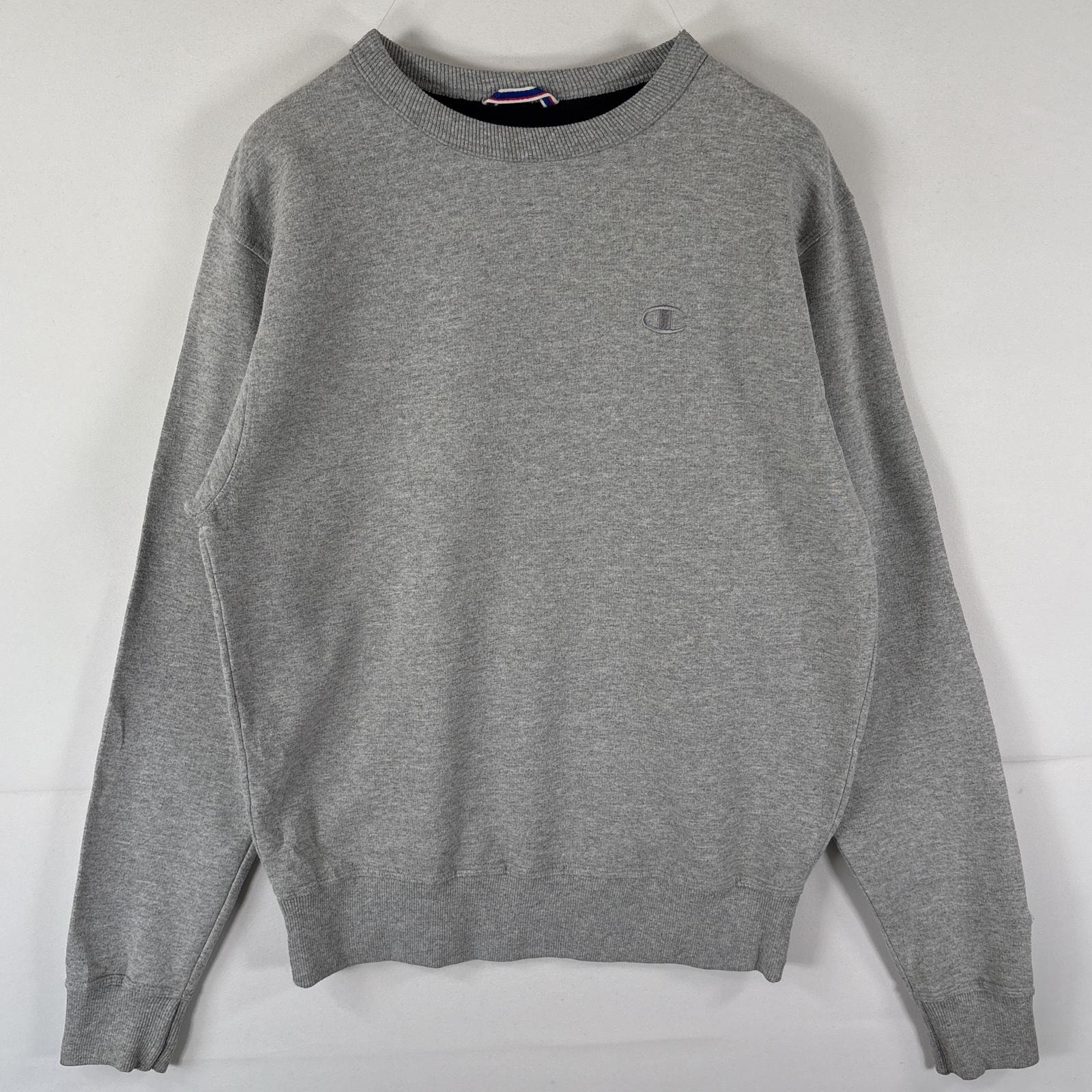 古着 チャンピオン Champion スウェット トレーナー プルオーバー  ワンポイントロゴ刺繍 クルーネック S  グレー メンズ