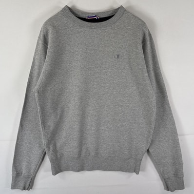 古着 チャンピオン Champion スウェット トレーナー プルオーバー ワンポイントロゴ刺繍 クルーネック S グレー メンズ