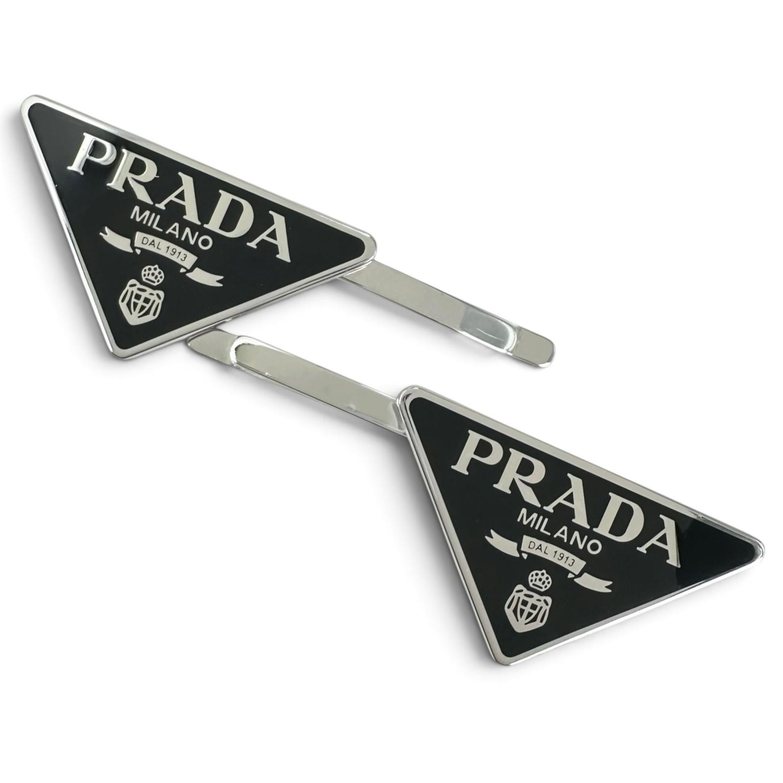 PRADA Women's Logo Two Hairpin Set "Black"