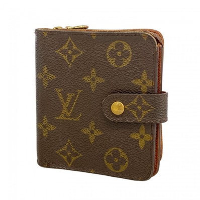 【6dc2968】ルイヴィトン 財布 モノグラム コンパクトジップ M61667 ブラウン【中古】レディース