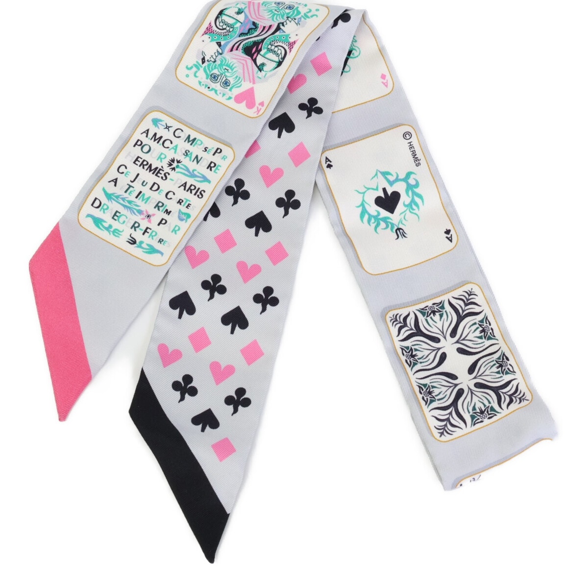 エルメス 【美品】H063169S JEU DE CARTES ジュドーカルト トランプ柄 シルク ツイリー