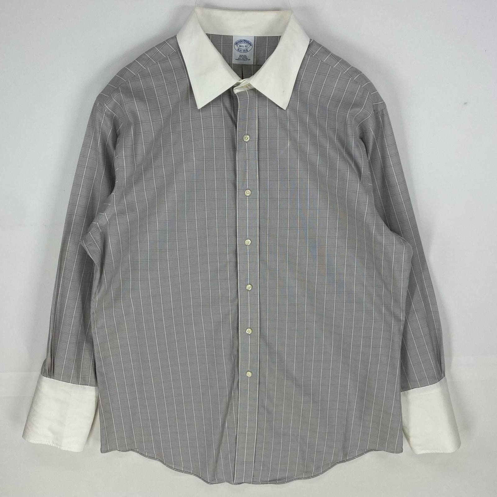 古着 ブルックスブラザーズ Brooks Brothers 長袖シャツ ドレスシャツ ロングスリーブ L  グレー系 チェック メンズ