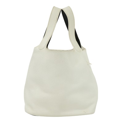 【渋谷並木橋店】HERMES エルメス ハンドバッグ ピコタン 22 MM 白 (ホワイト)/黒 (ブラック) トリヨンクレマンス/エプソン シルバー金具 □J刻印 Aランク【中古】