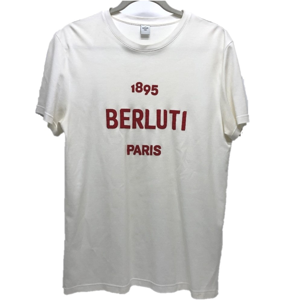 ベルルッティ Berluti 日本限定 ロゴ トップス アパレル バイカラー 半袖 Tシャツ 半袖Tシャツ コットン ホワイト