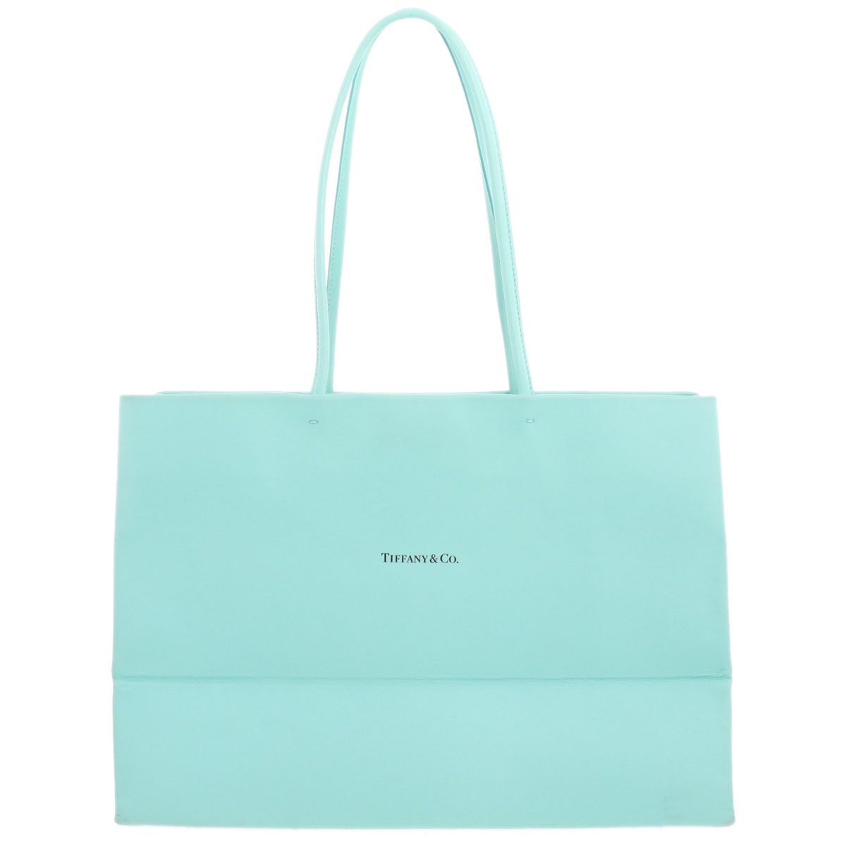 TIFFANY&Co. ティファニー ショッピング トートバッグ ティファニーブルー レザー ブルー  レディース【中古】