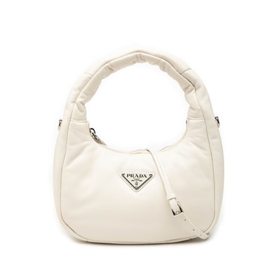 プラダ 三角ロゴプレート ハンドバッグ ショルダーバッグ 2WAY 1BA384 ホワイト パデッドナッパレザー レディース PRADA 【中古】