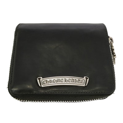 Chrome Hearts Square Zip Bill Leather Wallet "Black"