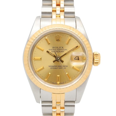 ロレックス ROLEX デイトジャスト 90番 シャンパン バー 腕時計 時計 K18(イエローゴールド) ステンレススチール レディース ゴールド系 69173 【中古】