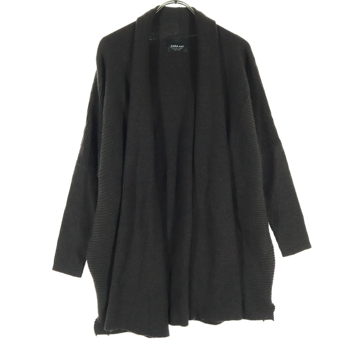 美品 ZARA KNIT ザラニット 長袖 ガウン ニットカーディガン L ブラウン