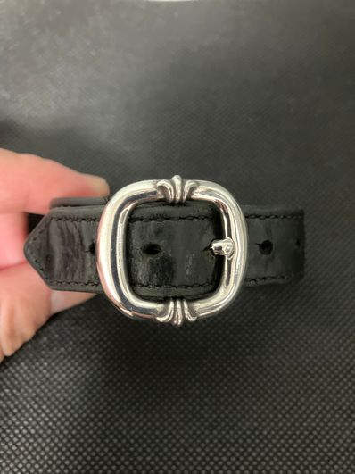 Chrome Hearts Gunslinger Cross Ball Leather Bracelet "Black"