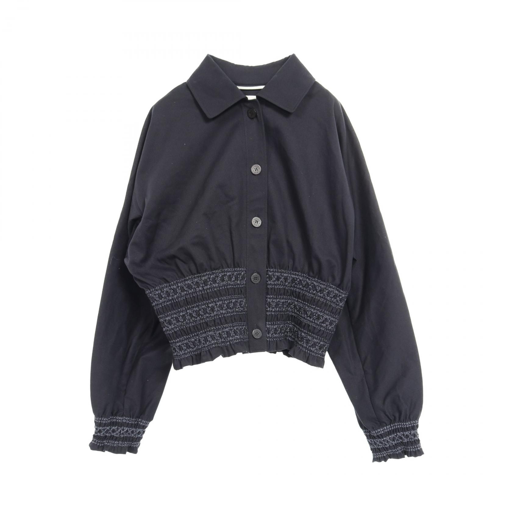 エルメス HERMES Veste taille brodee a smocks テール ブロデ ア スモック 衣料品 アウター コットン レディース ネイビー系 【中古】