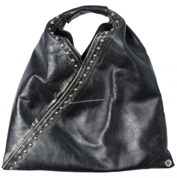 MM6 エムエムシックス イタリア製 Mini Japanese Hand Bag ダメージ加工 スタッズ ミニジャパニーズ ハンドバッグ SB6WD0013 P5009 BLACK Maison Margiela メゾンマルジェラ カバン g28234