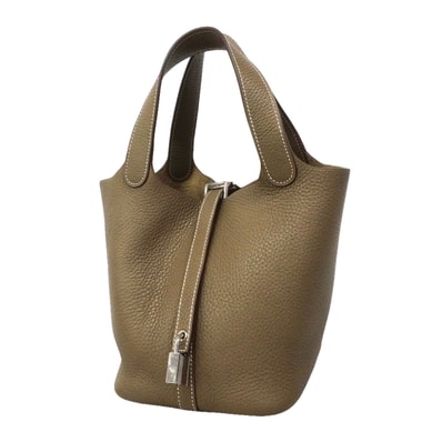 【6kc2533】エルメス ハンドバッグ ピコタンロックPM トリヨンクレマンス エトゥープ シルバー金具 A刻印【中古】レディース