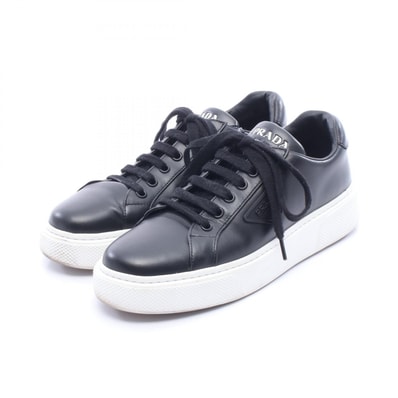 プラダ PRADA トライアングルロゴ スニーカー 靴 レザー レディース ブラック系 【中古】