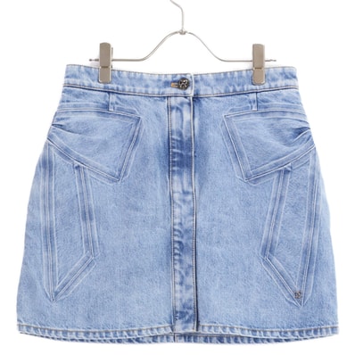 シャネル 【新品同様/国内正規】26SS P80593V73058 リボンデザイン デニム ミニ 38