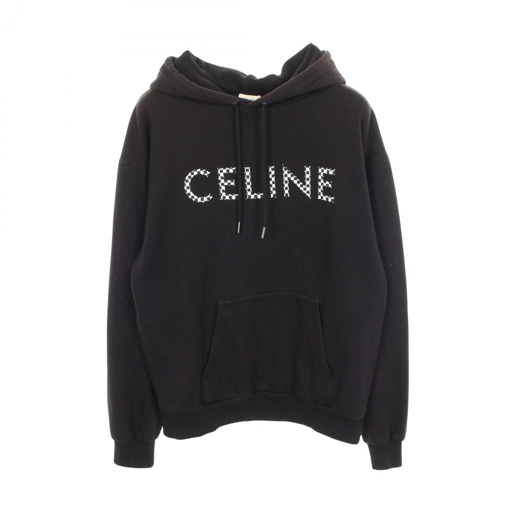 セリーヌ CELINE ロゴ プリント スタッズ パーカー 衣料品 トップス コットン メンズ ブラック系 2Y479052H 【中古】
