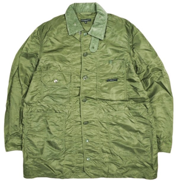 Engineered Garments エンジニアードガーメンツ アメリカ製 Long Logger Jacket - Flight Satin ロングロガージャケット フライトサテン S Olive カバーオール アウター g25163