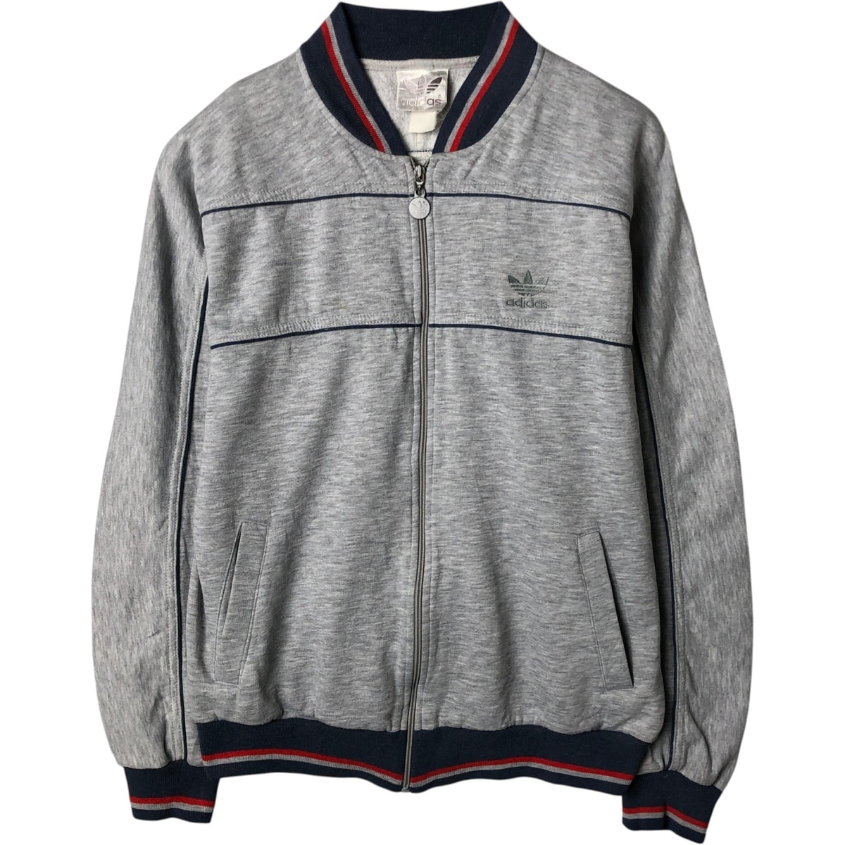 古着 80年代 アディダス adidas トレフォイルロゴ フルジップスウェットシャツ トレーナー メンズL相当 ヴィンテージ/eaa632906