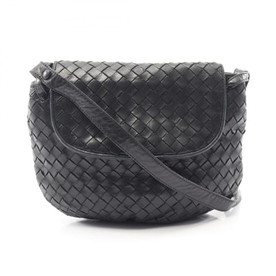 ボッテガヴェネタ BOTTEGA VENETA イントレチャート ショルダーバッグ バッグ レザー レディース ブラック系 【中古】