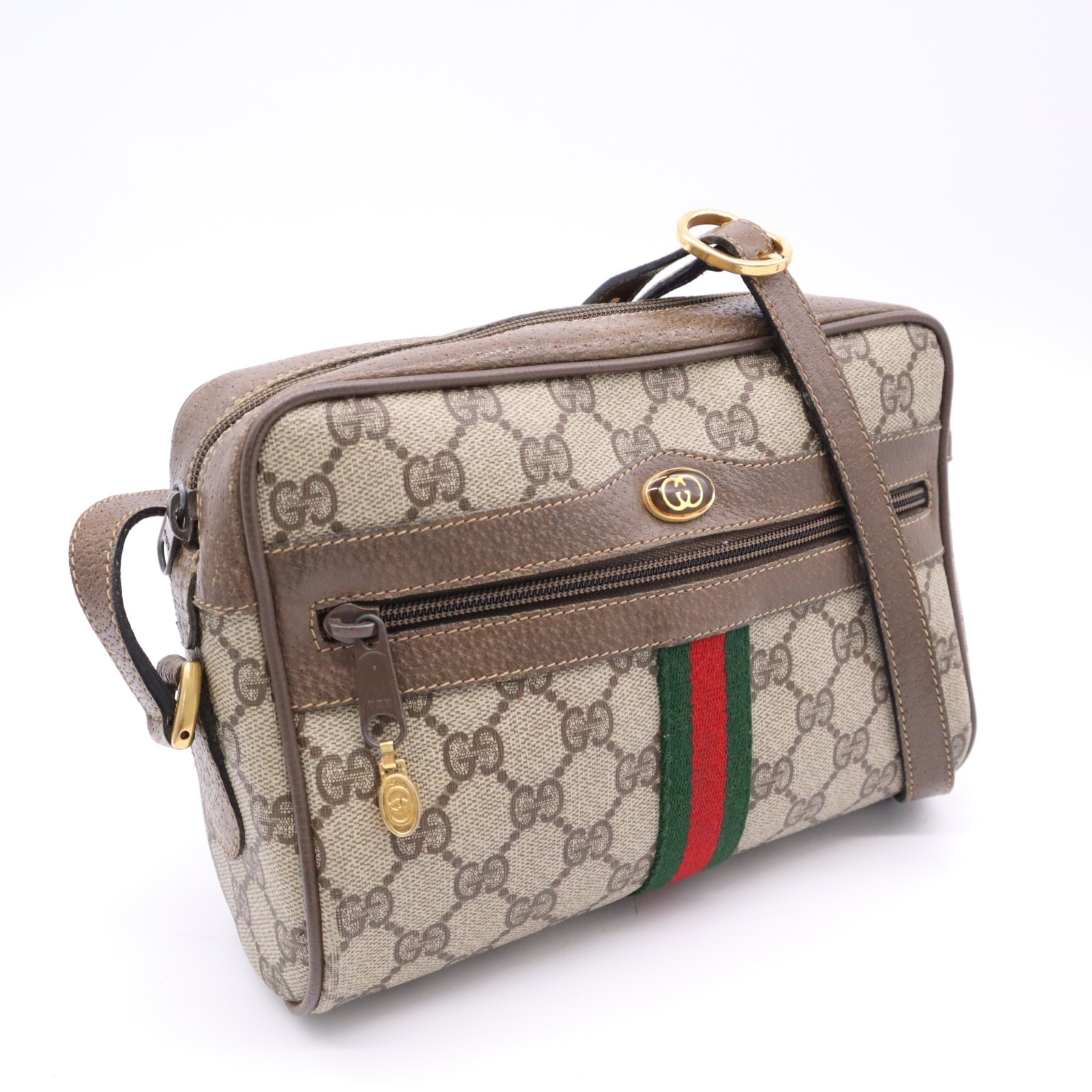 GUCCI グッチ シェリーライン オールドグッチ ショルダーバッグ 56 ショルダーバッグ ベージュ マルチ レザー PVC レディース