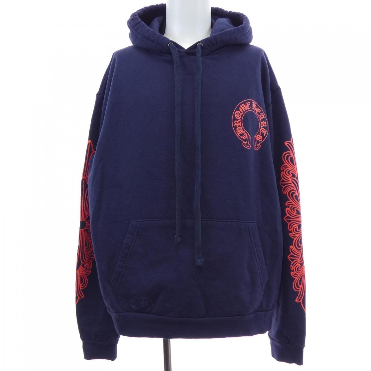 Chrome Hearts Horseshoe Floral Sleeve Hoodie "Navy/Red"